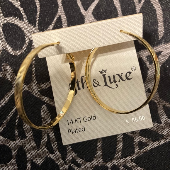 14K Gold Plated Hoop Earrings - Picture 1 of 5